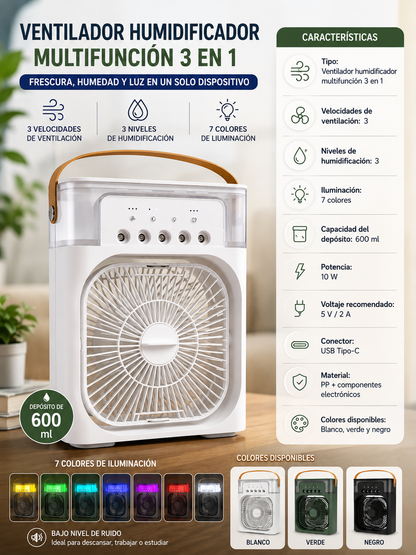 Ventilador portátil humidificador refrescante