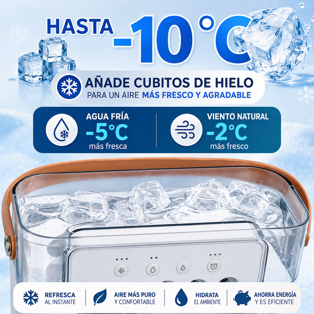 Ventilador portátil humidificador refrescante