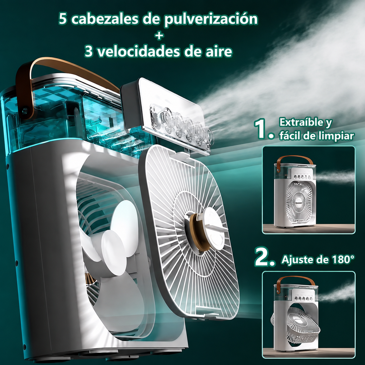 Ventilador portátil humidificador refrescante