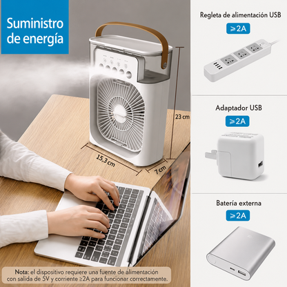 Ventilador portátil humidificador refrescante